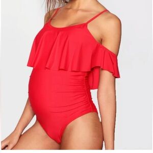 Boohoo Drape Sleeve Maternity swimsuit